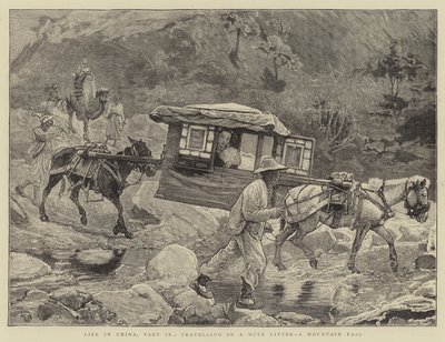 Leven in China, Deel IX, Reizen in een muilezel draagstoel, een bergpas door William Small